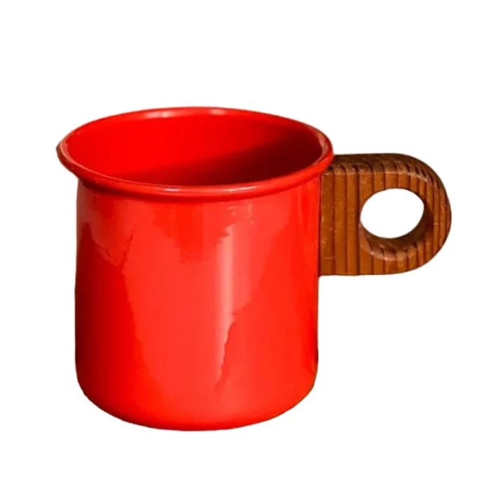 ماگ آلمینیوم دسته چوب بزرگ - تصویر 1