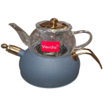 کتری قوری وردا رنگ طوسی اکلیلی