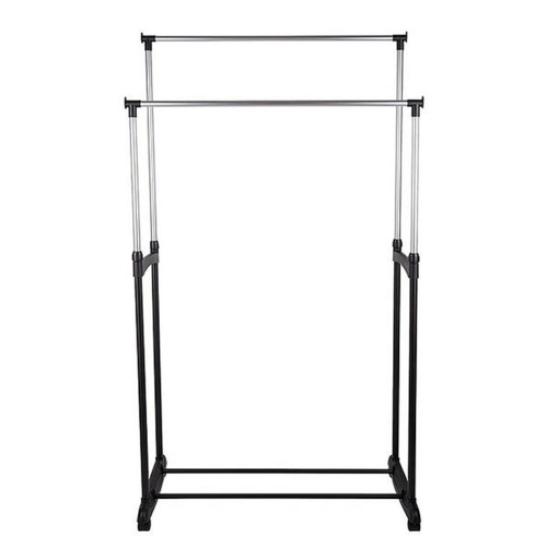 رگال لباس ایستاده دوبل فلزی چرخ دار