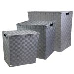 سبد رخت چرک تسمه ای بزرگ طوسی