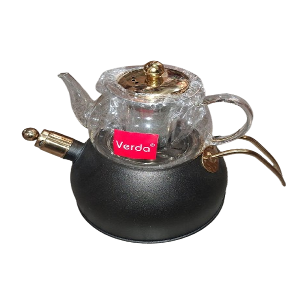 verda_ghahvaei aklili talaei-removebg-preview کتری قوری وردا رنگ قهوه ای اکلیل طلایی - تصویر 1